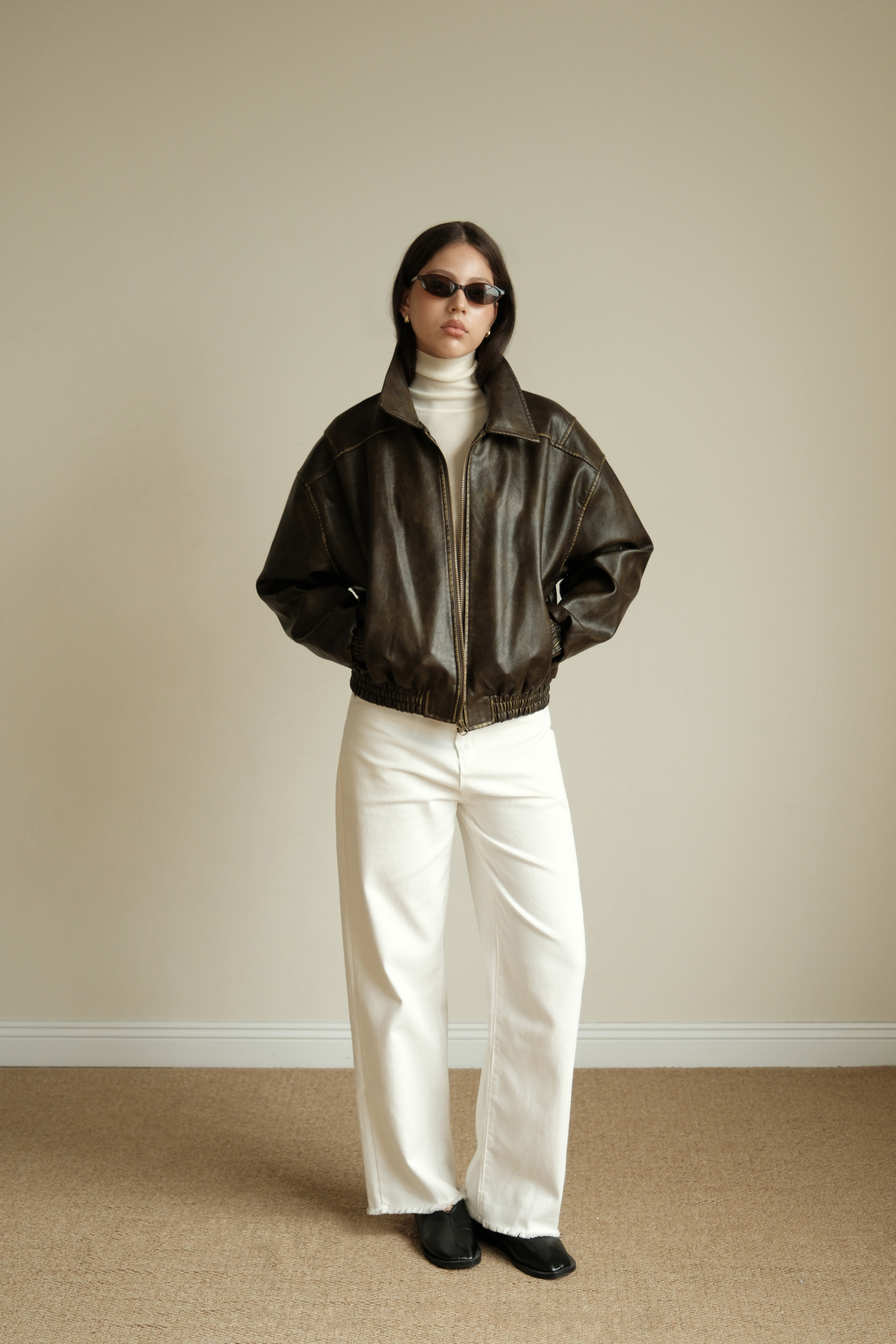 Bomber leather jacket