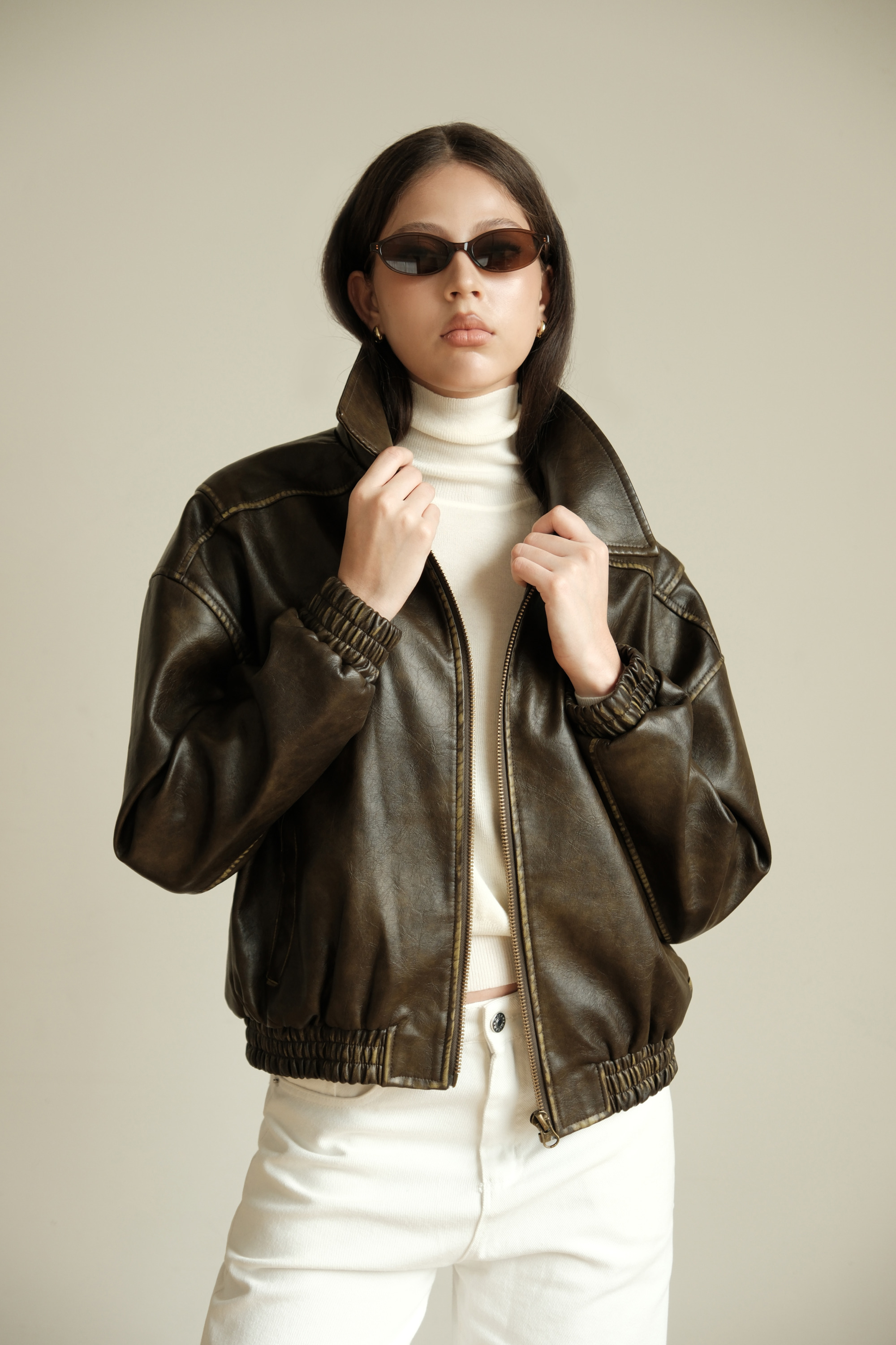Bomber leather jacket