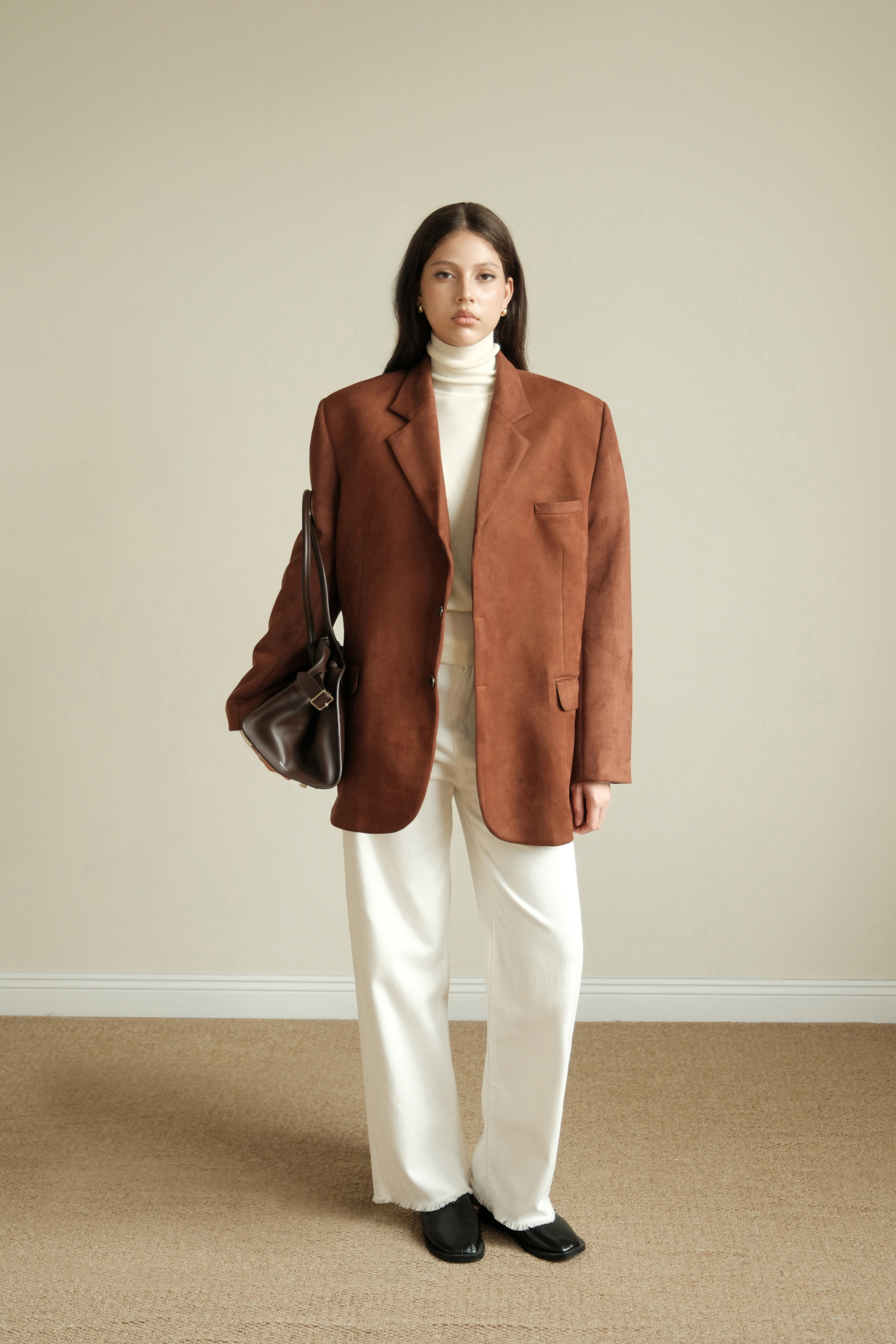 Suede oversize blazer