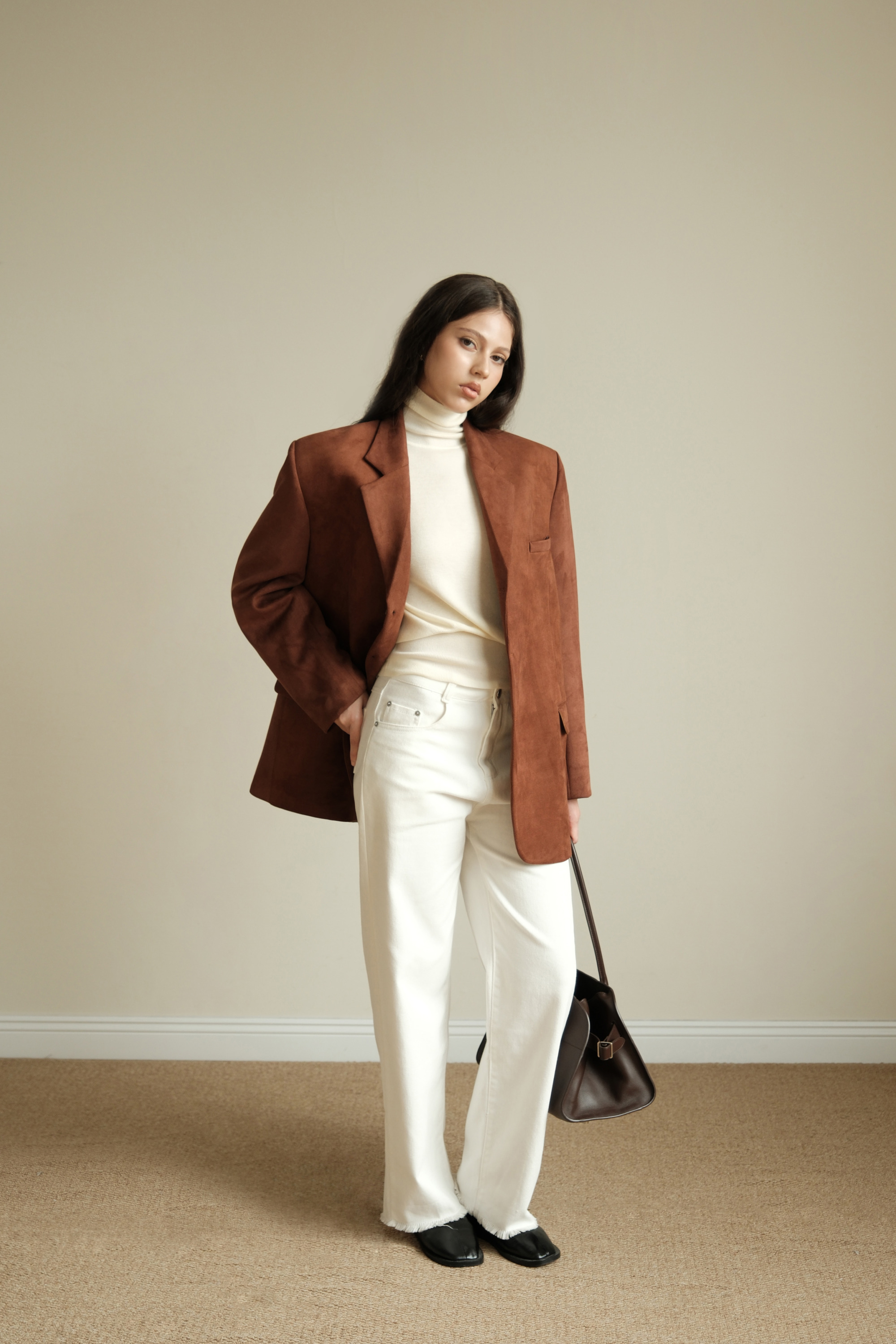 Suede oversize blazer